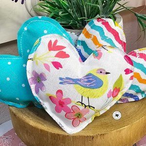 Set of 3 Mini Heart Pillow, Teal Polkadot, Tiered Tray Valentine's Day Decor